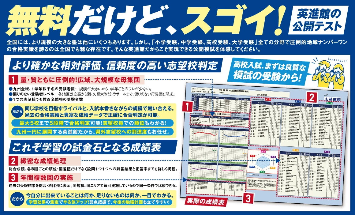 無料だけど、スゴイ！英進館 鯉城学院の公開テスト